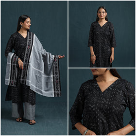 Sambalpuri ikat pure cotton suit set with dupatta for women