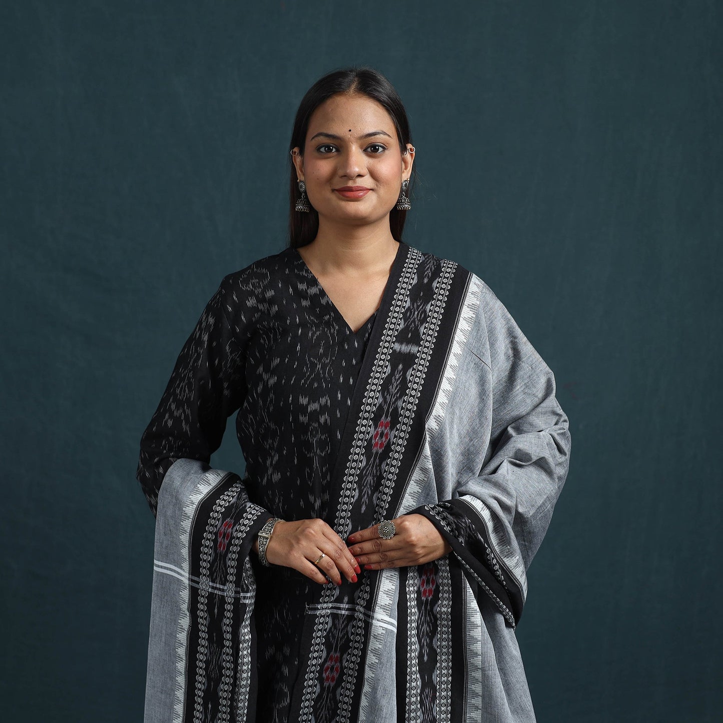 Sambalpuri ikat pure cotton suit set with dupatta for women