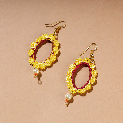 Buy Samoolam Handmade Crochet And Bell Hoop Earrings ~ Yellow Online at iTokri.com