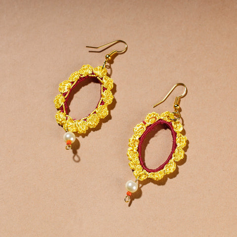 Buy Samoolam Handmade Crochet And Bell Hoop Earrings ~ Yellow Online at iTokri.com