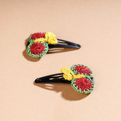 Buy Samoolam Handmade Crochet Flower Hair Clips Set ❤ Cinnamon Rose Online at iTokri.com