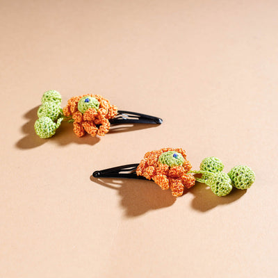 Buy Samoolam Handmade Crochet Flower Hair Clips Set ❤ Cinnamon Rose Online at iTokri.com