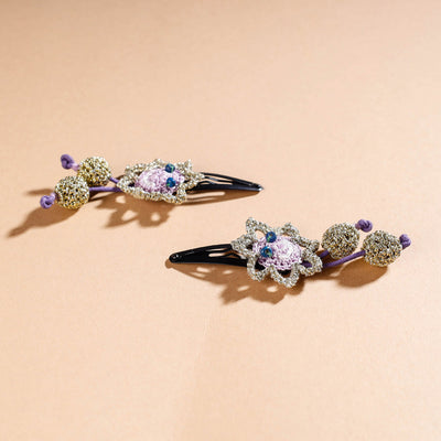 Buy Samoolam Handmade Crochet Flower Hair Clips Set ❤ Cinnamon Rose Online at iTokri.com