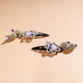 Buy Samoolam Handmade Crochet Flower Hair Clips Set ❤ Cinnamon Rose Online at iTokri.com