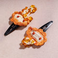 Buy Samoolam Handmade Crochet Flower Hair Clips Set ❤ Orange Clouds Online at iTokri.com