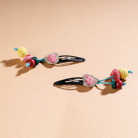 Buy Samoolam Handmade Crochet Flower Hair Clips Set ❤ Cinnamon Rose Online at iTokri.com