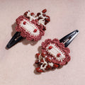 Buy Samoolam Handmade Crochet Flower Hair Clips Set ❤ Red Clouds Online at iTokri.com