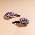 Buy Samoolam Handmade Crochet Flower Hair Clips Set ❤ Cinnamon Rose Online at iTokri.com