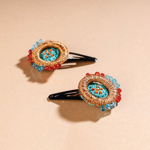 Buy Samoolam Handmade Crochet Flower Hair Clips Set ❤ Cinnamon Rose Online at iTokri.com