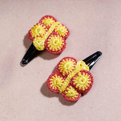 Buy Samoolam Handmade Crochet Flower Hair Clips Set ❤ Yellow Butterfly Online at iTokri.com