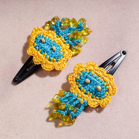 Buy Samoolam Handmade Crochet Flower Hair Clips Set ❤ Yellow Clouds Online at iTokri.com