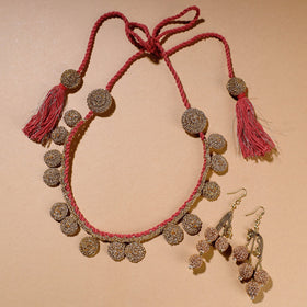 Buy Samoolam Handmade Crochet Nakshatra Coins Necklace With Earrings Set ~ Copper Online at iTokri.com