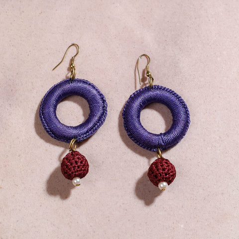 Buy Samoolam Handmade Crochet Small Hoop Earrings ~ Purple Online at iTokri.com