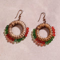 Samoolam Handmade Crochet Web Hoop Earrings ~ Brown