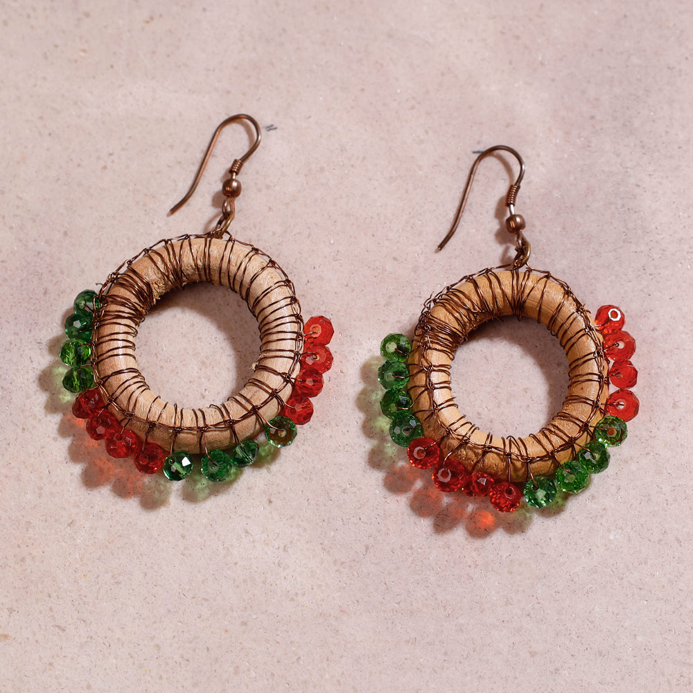 Samoolam Handmade Crochet Web Hoop Earrings ~ Brown