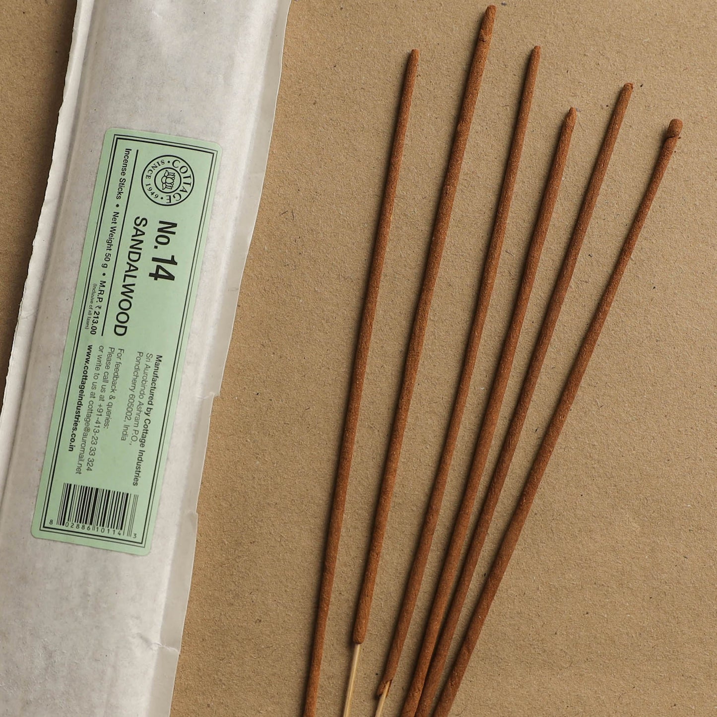 Sandalwood - Sri Aurobindo Ashram Natural Incense Sticks (50 gm)