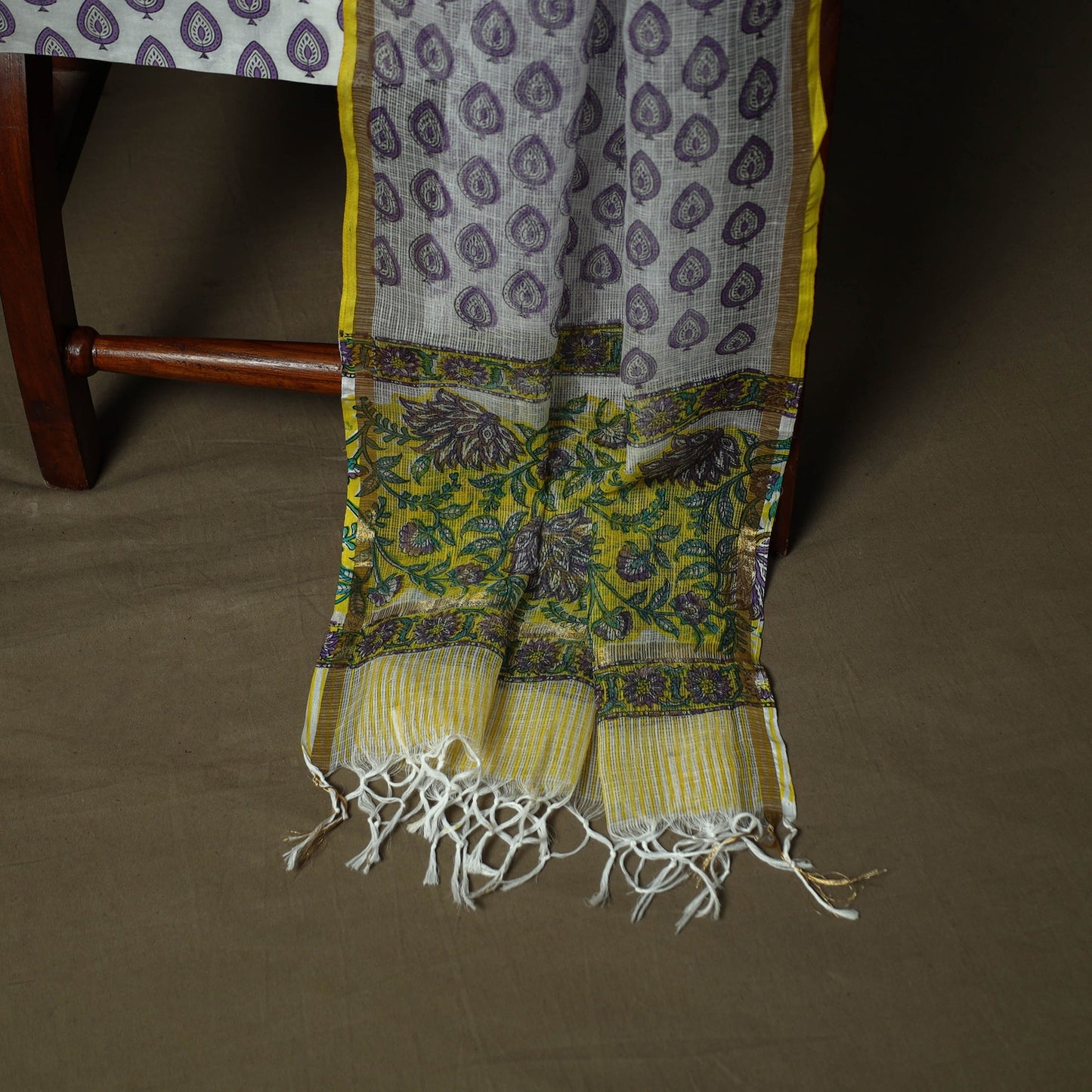 Sanganeri block print cotton 3pc unstitched dress material