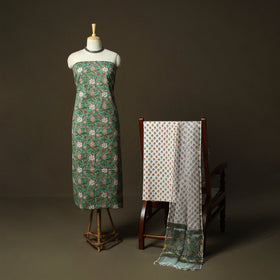 Sanganeri block print cotton 3pc unstitched dress material