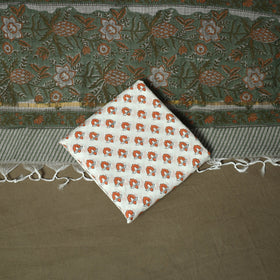 Sanganeri block print cotton 3pc unstitched dress material