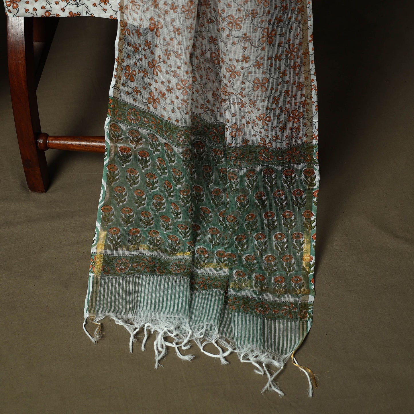 Sanganeri block print cotton 3pc unstitched dress material