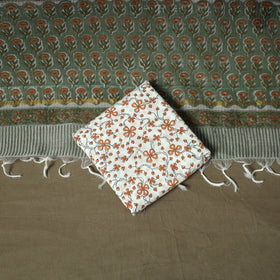 Sanganeri block print cotton 3pc unstitched dress material