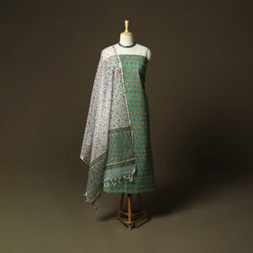 Sanganeri block print cotton 3pc unstitched dress material