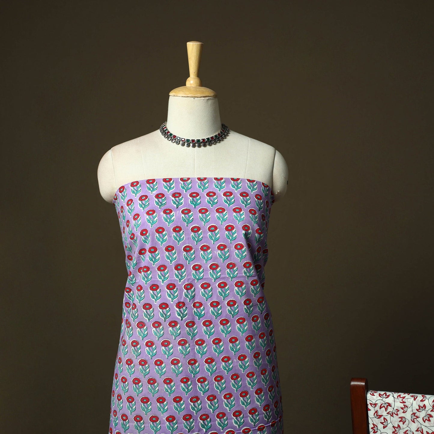 Sanganeri block print cotton 3pc unstitched dress material