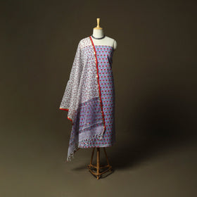 Sanganeri block print cotton 3pc unstitched dress material