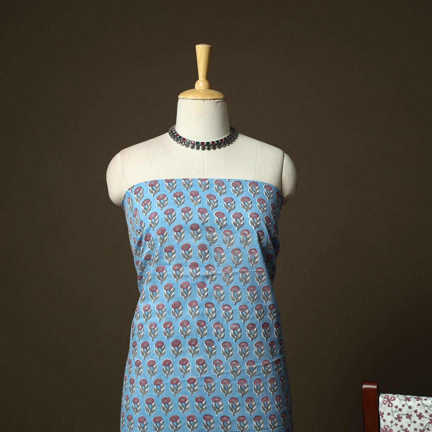 Sanganeri block print cotton 3pc unstitched dress material