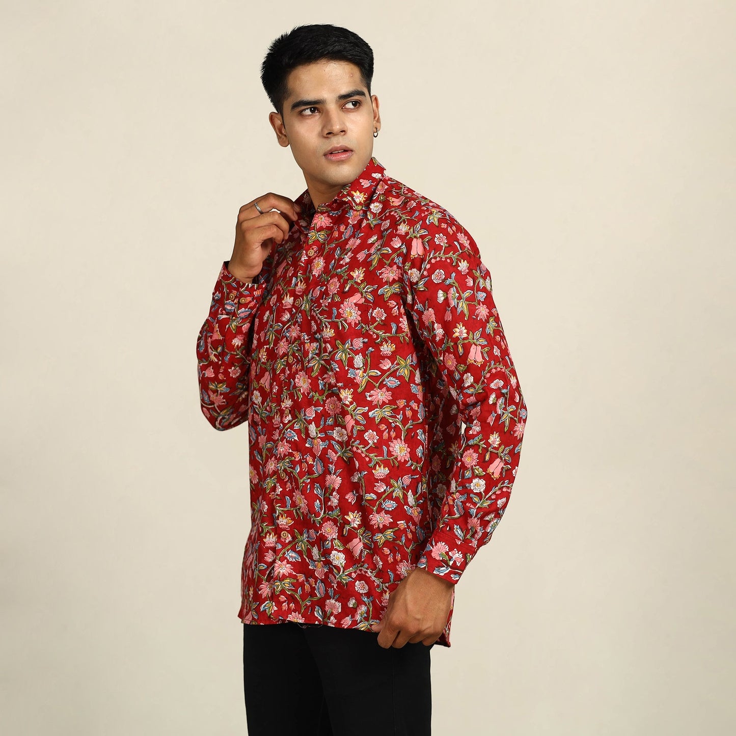 Sanganeri printed cotton men full sleeve shirt 01