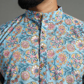  Sanganeri Block Printed Cotton Men Long Kurta 08 
