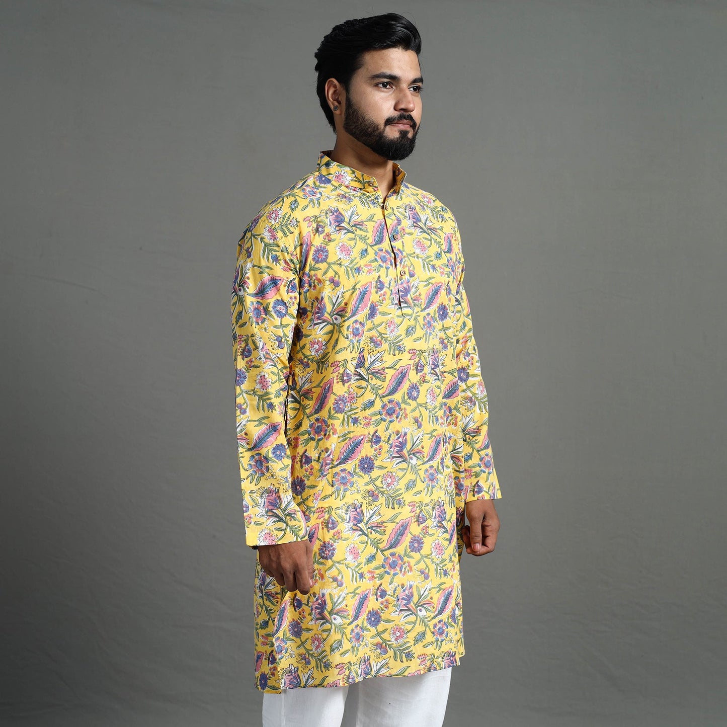 Buy Sanganeri Block Printed Cotton Men Long Kurta 09 Online at iTokri.com