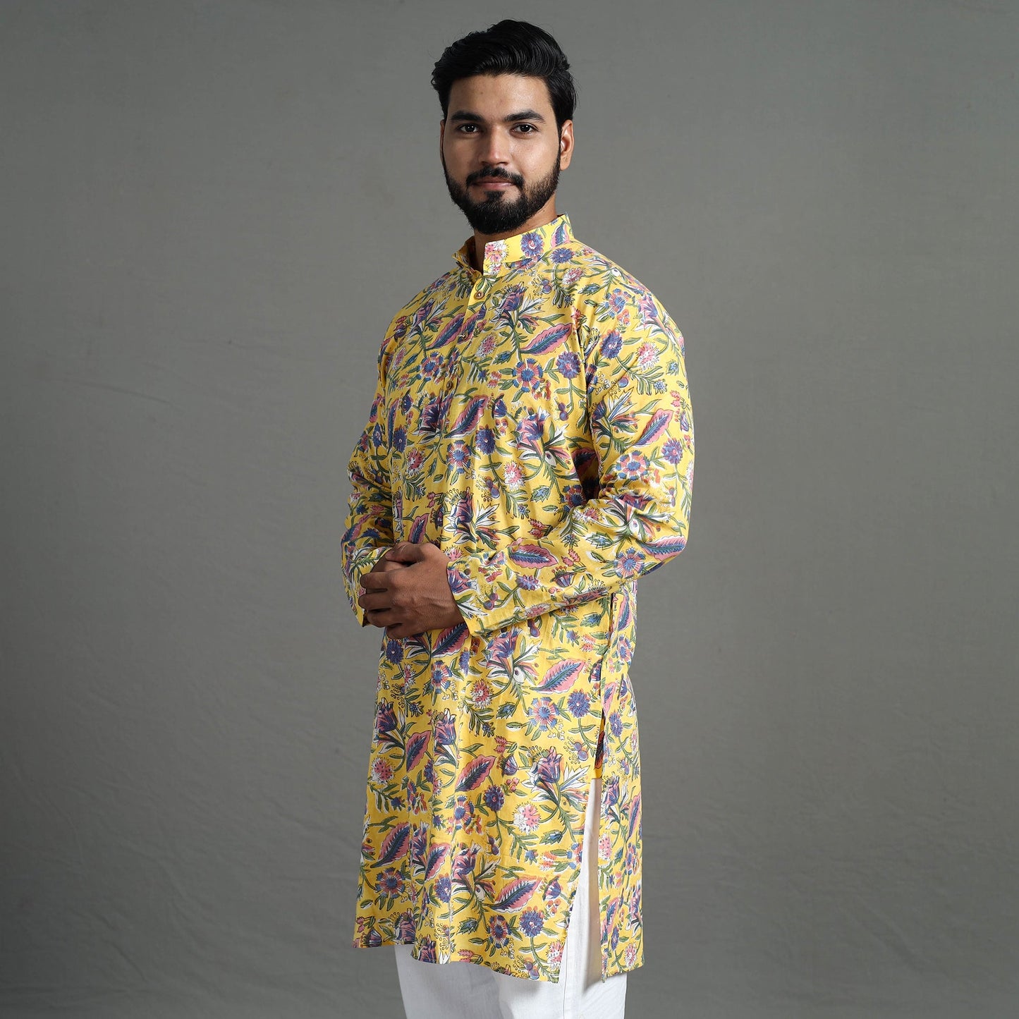 Buy Sanganeri Block Printed Cotton Men Long Kurta 09 Online at iTokri.com