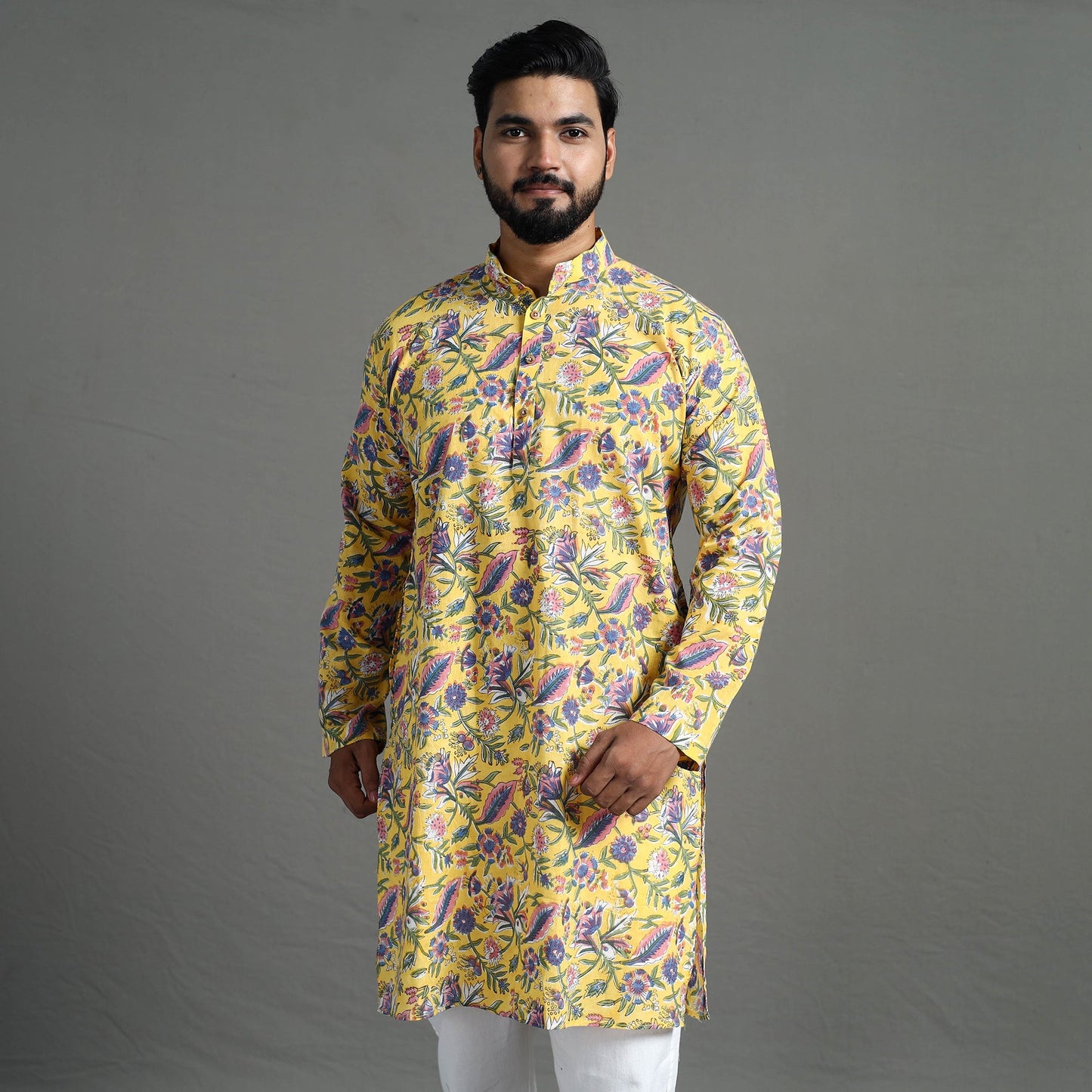 Buy Sanganeri Block Printed Cotton Men Long Kurta 09 Online at iTokri.com