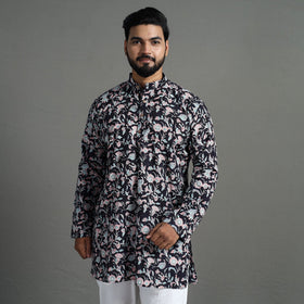  Sanganeri Block Printed Cotton Men Short Kurta 02 