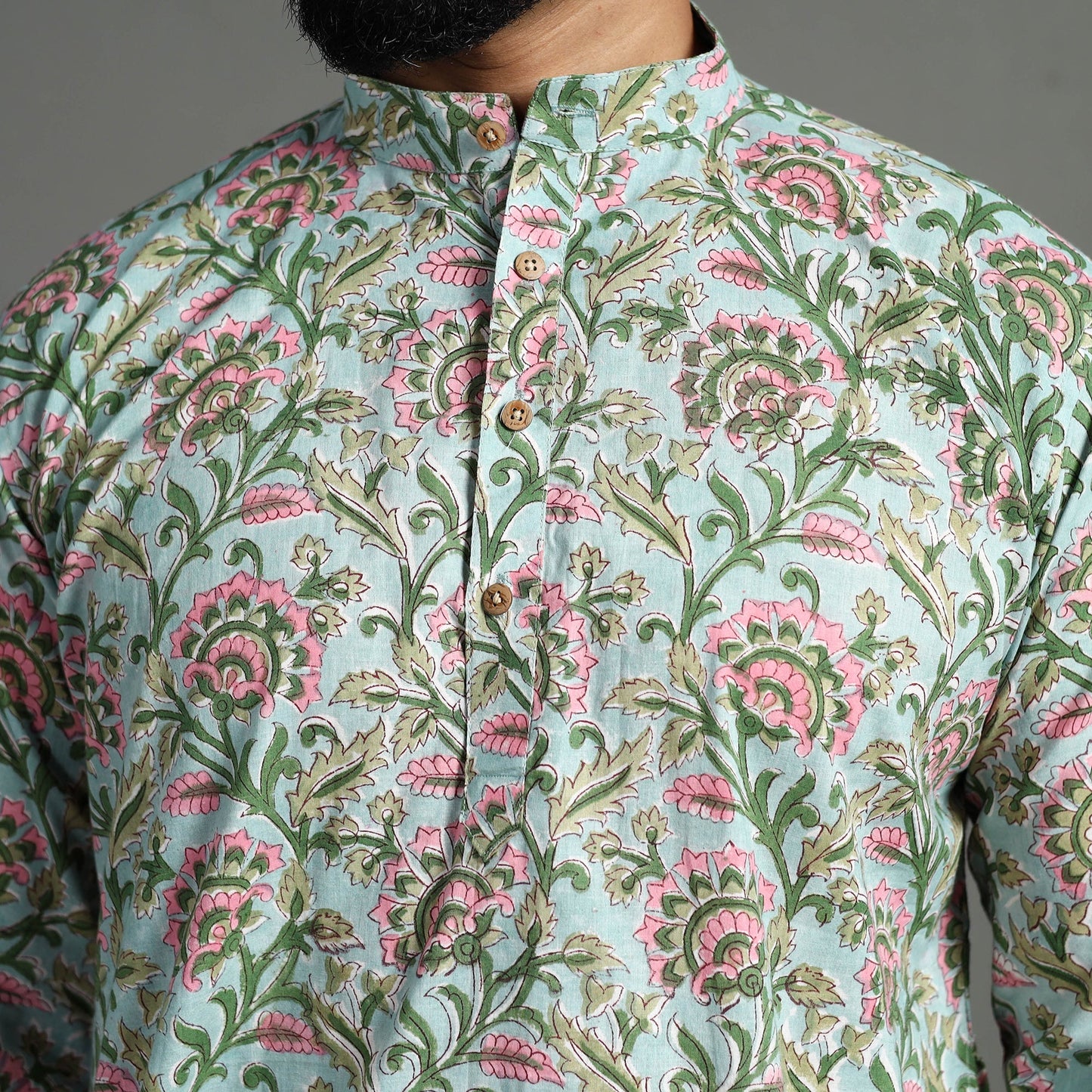 Buy Sanganeri Block Printed Cotton Men Short Kurta 05 Online at iTokri.com