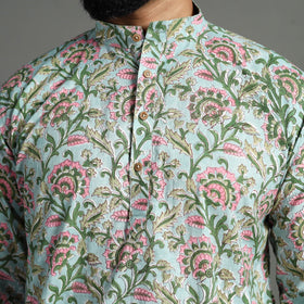 Buy Sanganeri Block Printed Cotton Men Short Kurta 05 Online at iTokri.com