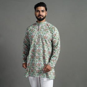 Buy Sanganeri Block Printed Cotton Men Short Kurta 05 Online at iTokri.com