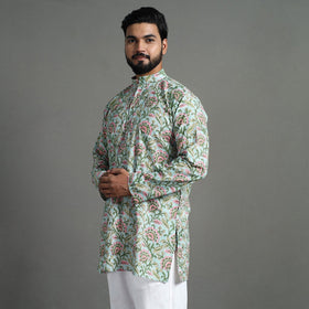 Buy Sanganeri Block Printed Cotton Men Short Kurta 05 Online at iTokri.com
