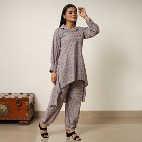 Sanganeri block printed cotton co-ord set 01 - handcrafted