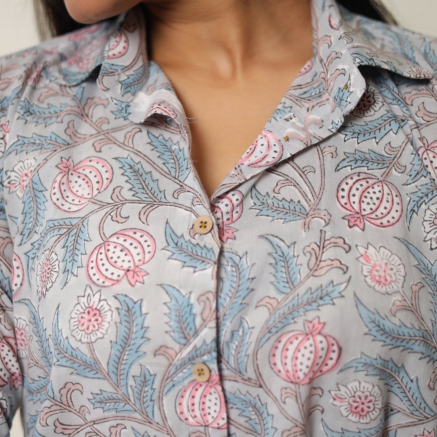 Sanganeri printed cotton co-ord set 13 - handcrafted