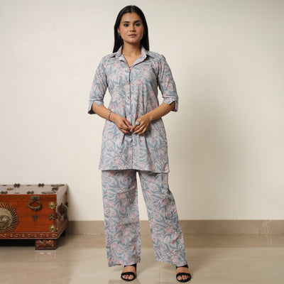 Sanganeri printed cotton co-ord set 13 - handcrafted