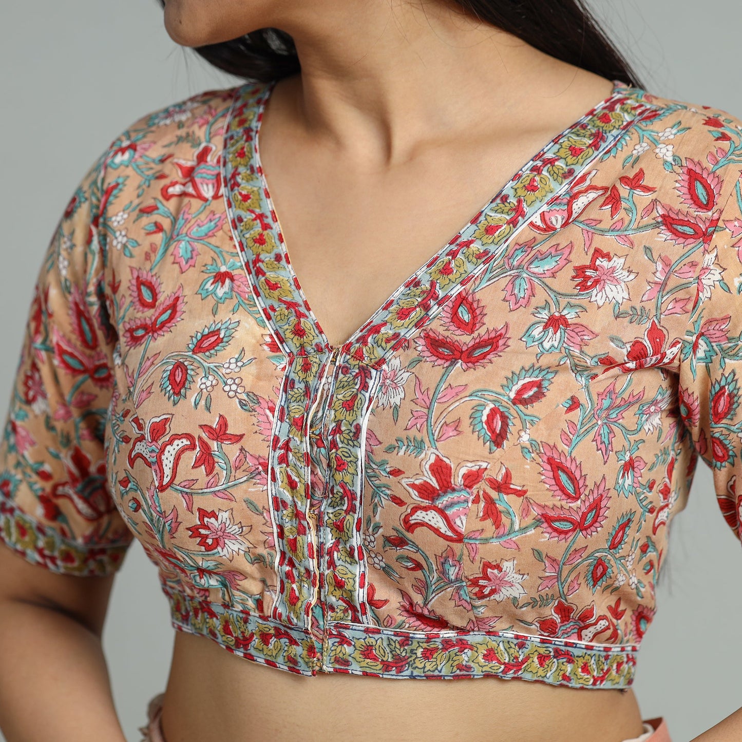 Buy Sanganeri Block Printed Cotton Stitched Blouse 18 