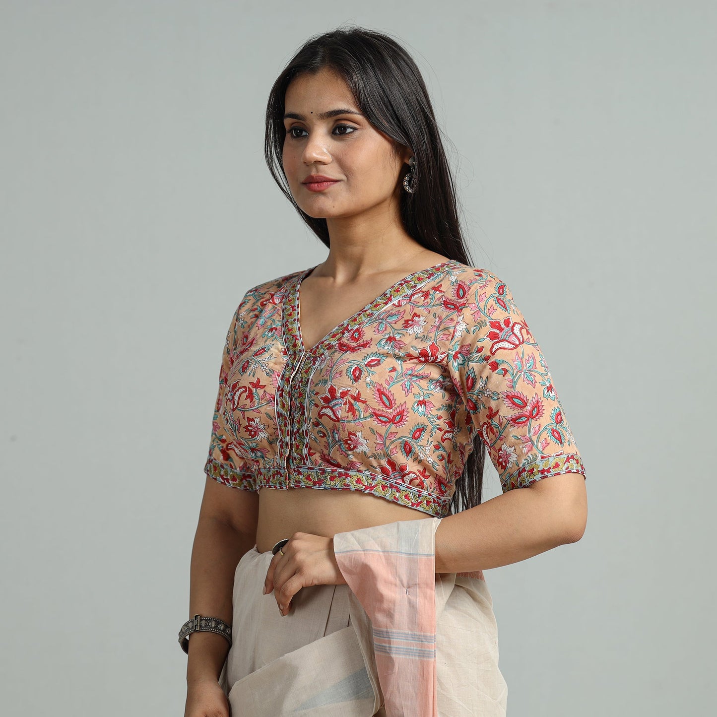 Buy Sanganeri Block Printed Cotton Stitched Blouse 18 
