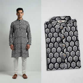 Sanganeri cotton long kurta for men 08 - handcrafted