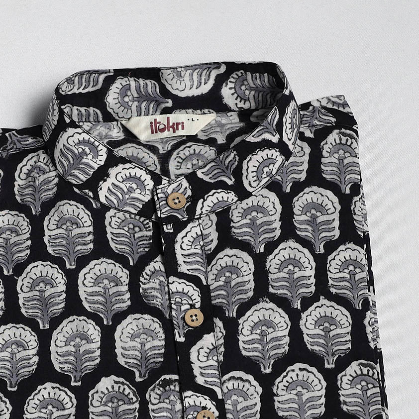 Sanganeri cotton long kurta for men 08 - handcrafted