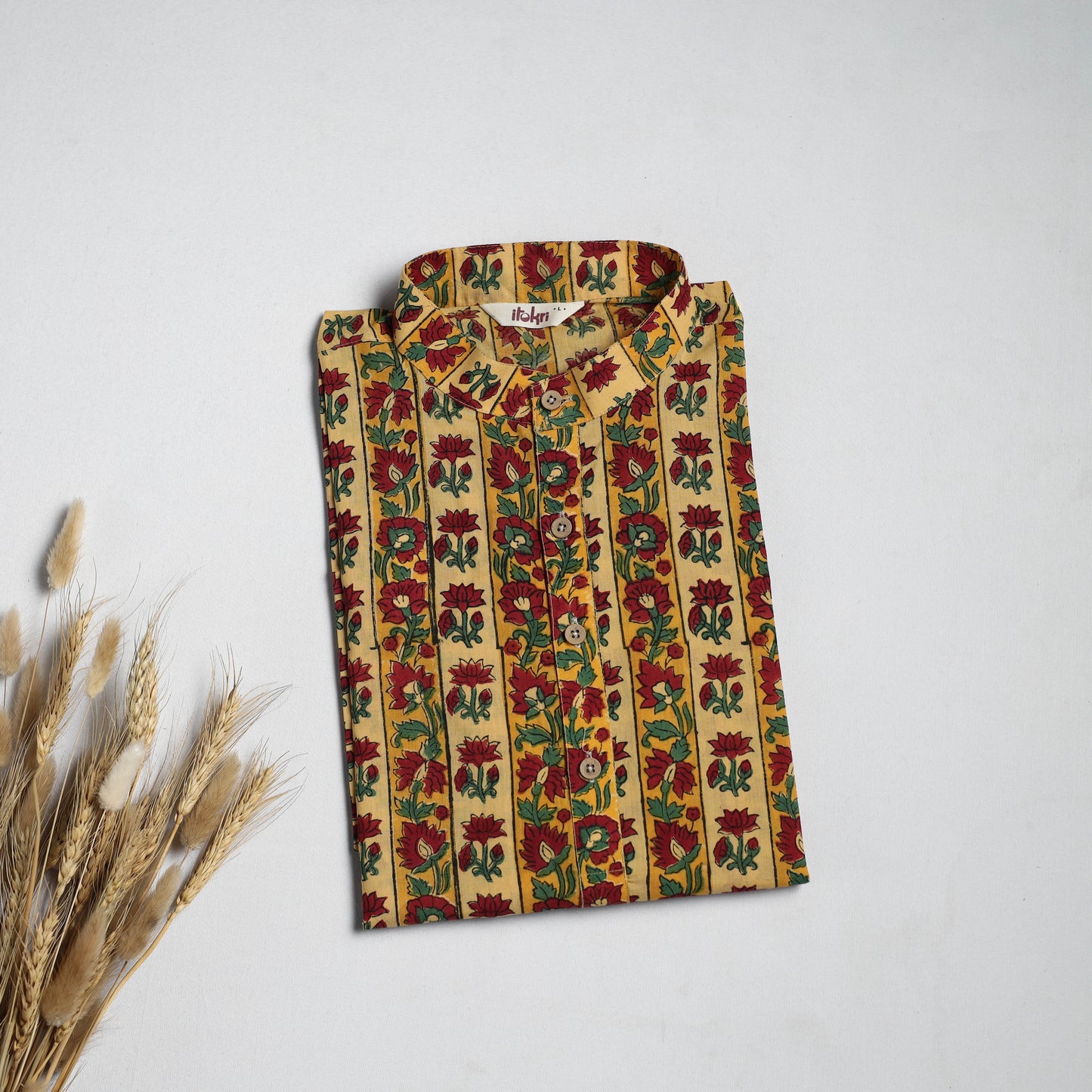 Sanganeri cotton long kurta for men 10 - handcrafted