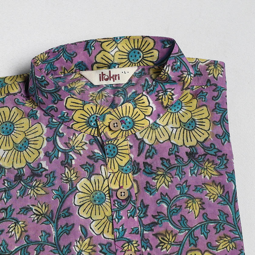 Sanganeri cotton long kurta for men 11 - handcrafted