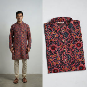 Sanganeri cotton long kurta for men 12 - handcrafted