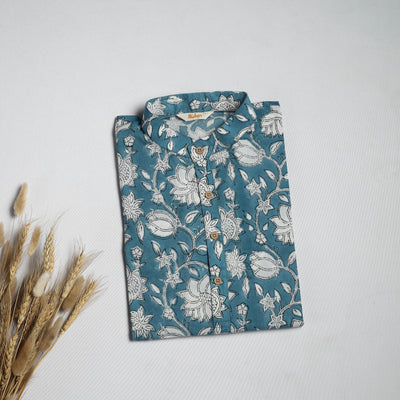 Sanganeri cotton long kurta for men 14 - handcrafted